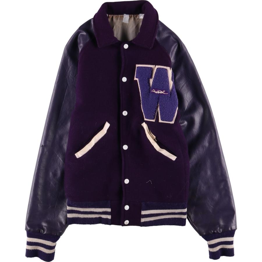 古着 70~80年代 FAB KNIT 袖革ウールスタジャン アワードジャケット  