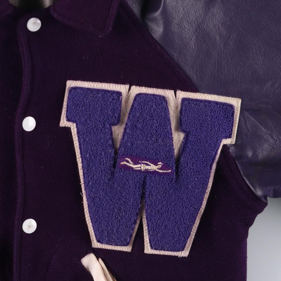 古着 70~80年代 FAB KNIT 袖革ウールスタジャン アワードジャケット  