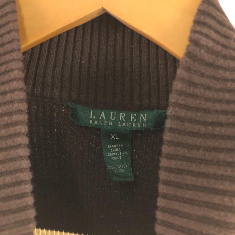 Ralph Lauren - 古着 ラルフローレン Ralph Lauren LAUREN ローレン ボーダー柄 リブ編み ハイネック コットンニットセーター レディースXL相当 /eaa509717 古着 ラルフローレン Ralph Lauren LAUREN ローレン ボーダー柄 リブ