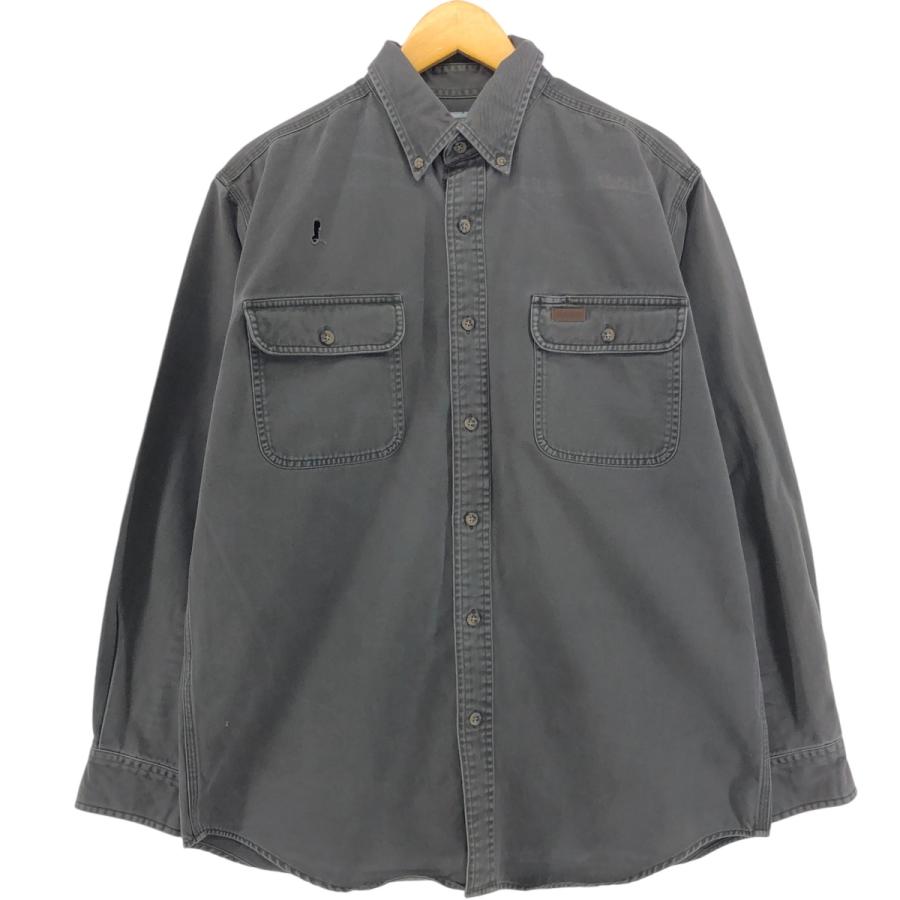 【Carhartt】カーハート 長袖シャツ L ブラック コットン 古着フェード Carhartt（カーハート） 古着 長袖 ボタンダウン ワークシャツ メンズM