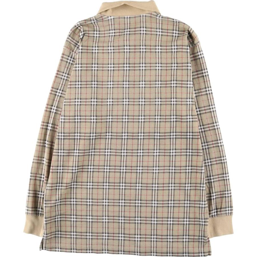 新品未使用タグ付き　BURBERR ポロシャツ　アイボリー　長袖　チェック柄　M BURBERRY】HARTFORD 長袖 チェック柄ディテールポロシャツ