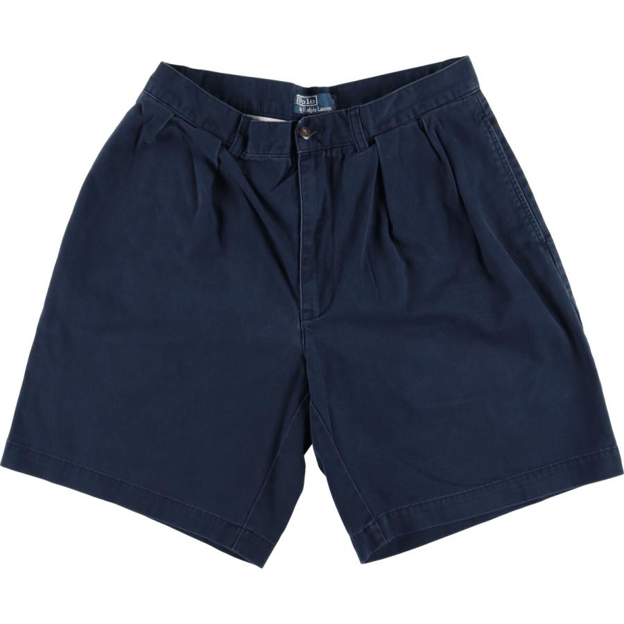 ラルフローレン 90s tyler short ショートパンツ 35 紺 短丈 古着 90s Polo Ralph Lauren 「TYLER SHORT」 タック チノ