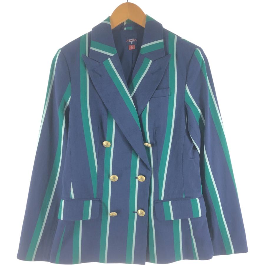 古着 Rowing Blazers ストライプ柄 ダブルブレスト ピークドラペル レーヨン×コットンテーラードジャケット レディースXS相当 /eaa524950 古着 Rowing Blazers ストライプ柄 ダブルブレスト ピークド