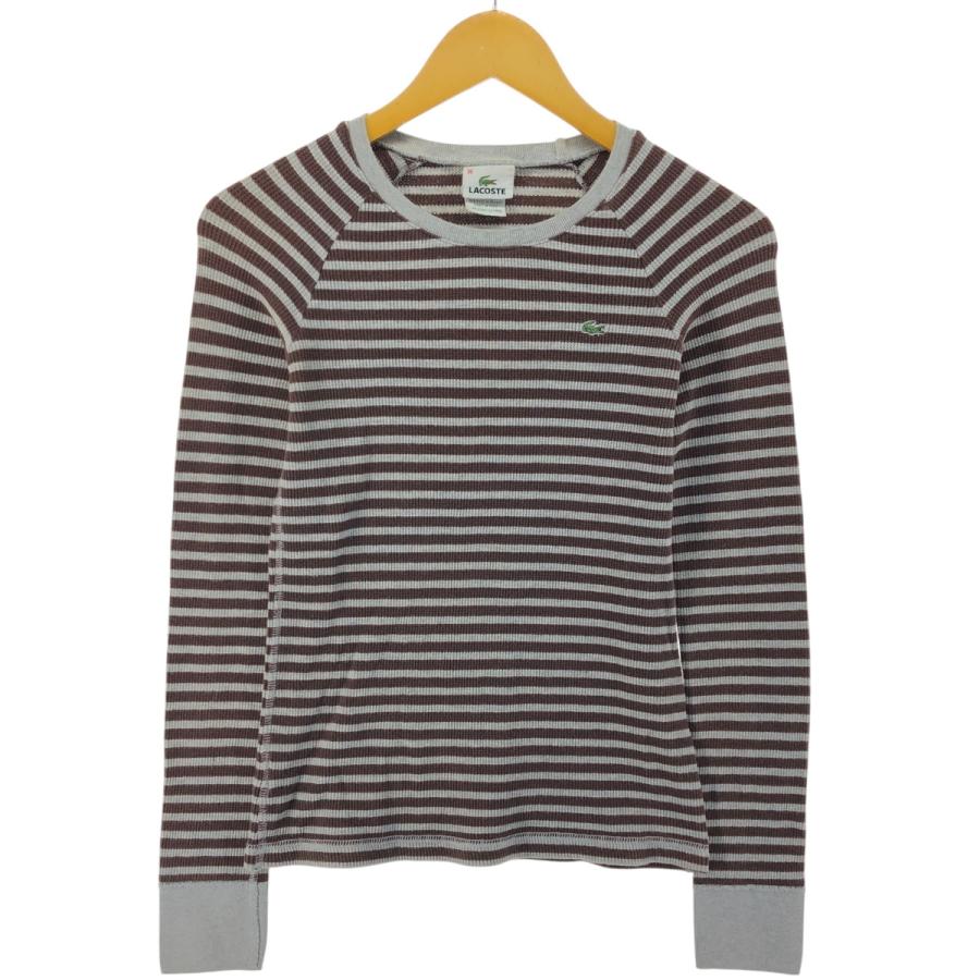 LACOSTE - 古着 ラコステ LACOSTE ボーダー柄 サーマルロンT ワッフル レディースS相当 /eaa526167 LACOSTE（ラコステ） 古着 ボーダー柄 サーマルロンT ワッフル