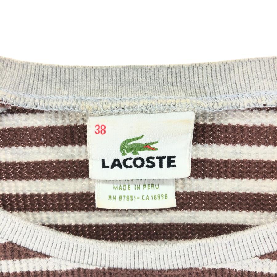 LACOSTE - 古着 ラコステ LACOSTE ボーダー柄 サーマルロンT ワッフル レディースS相当 /eaa526167 LACOSTE（ラコステ） 古着 ボーダー柄 サーマルロンT ワッフル