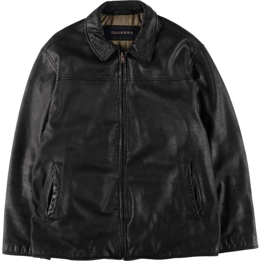 【XL相当】DOCKERS レザージャケット　ブルゾン　ライダース　ブラック DOCKERS◇レザージャケット・ブルゾン/XL/レザー/BLK
