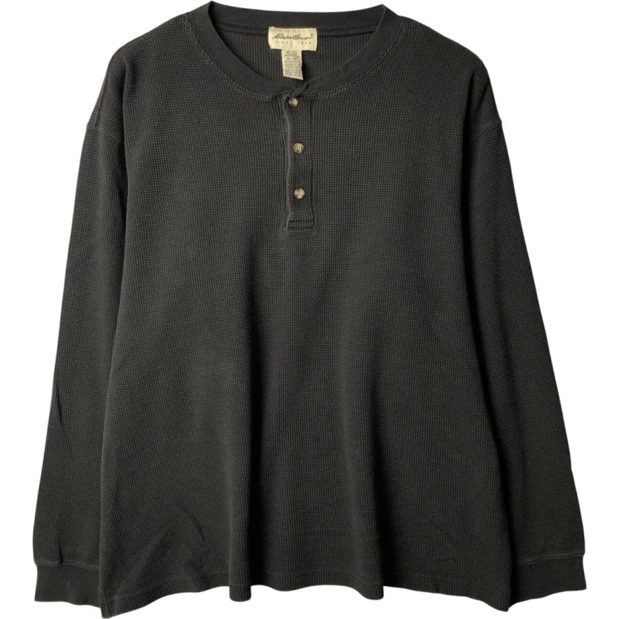 90s USA製 黒タグ エディーバウアー ヘンリーネックロンT カットソー Eddie Bauer（エディーバウアー） 古着 90~00年代 ヘンリーネック