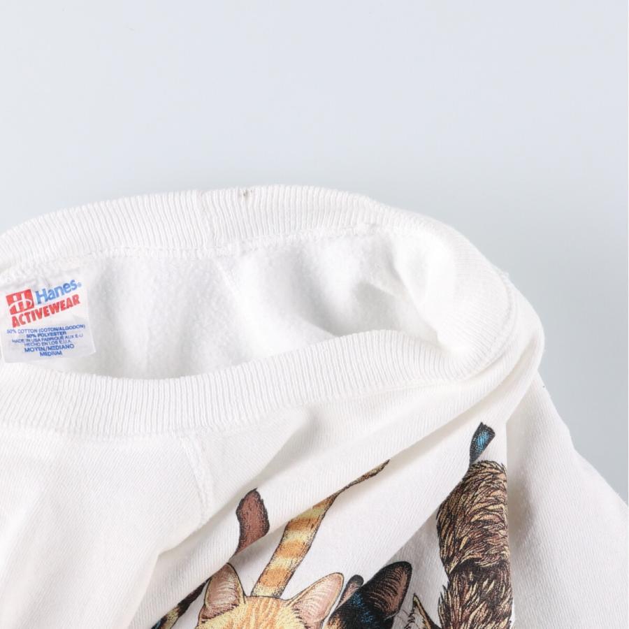 Hanes - 古着 90年代 ヘインズ Hanes ネコ柄 アニマル スウェットシャツ トレーナー USA製 メンズM相当 ヴィンテージ /eaa502389 古着 90年代 ヘインズ Hanes ネコ柄 アニマル スウェットシャツ