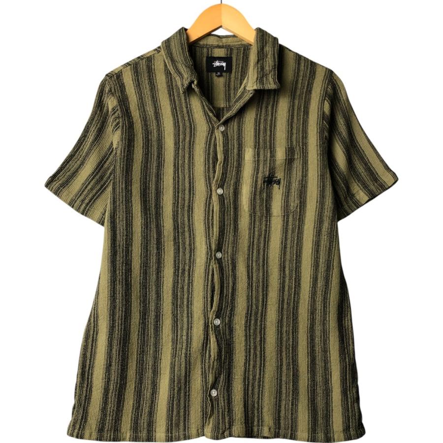 STUSSY 古着 ステューシー ストライプ柄 半袖 オープンカラー