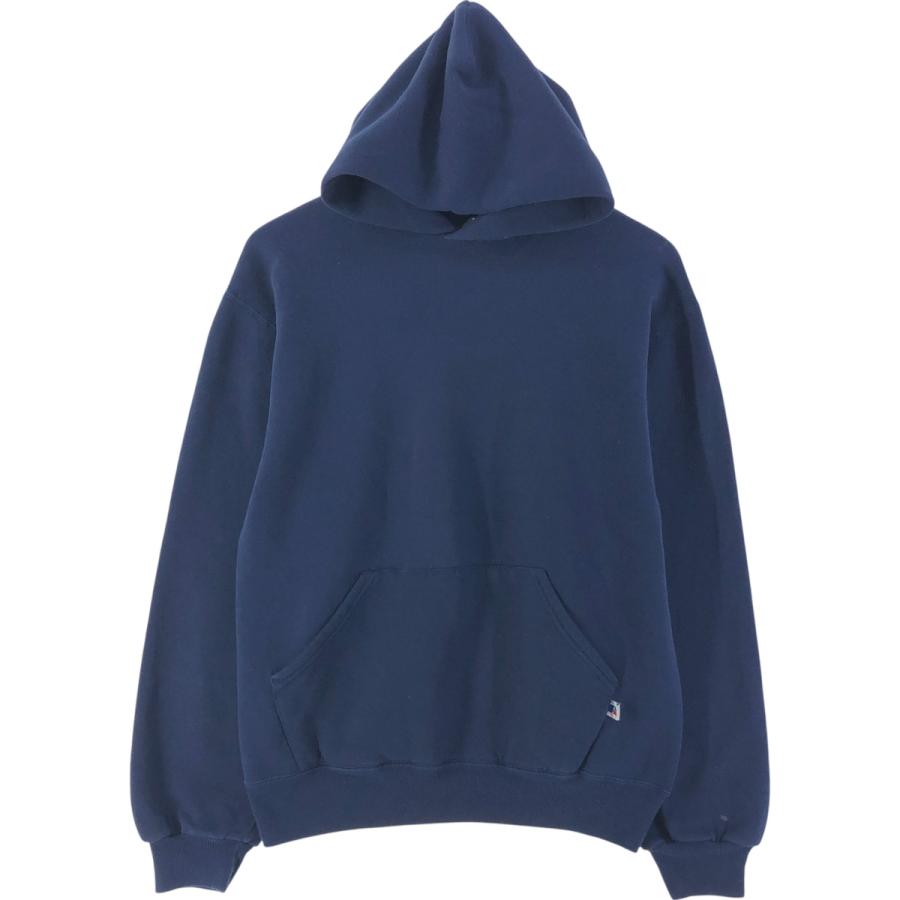 90s USA製　ラッセルスウェットパーカー 古着 90s USA製 Russell High Cotton ワンポイント ハーフボタン