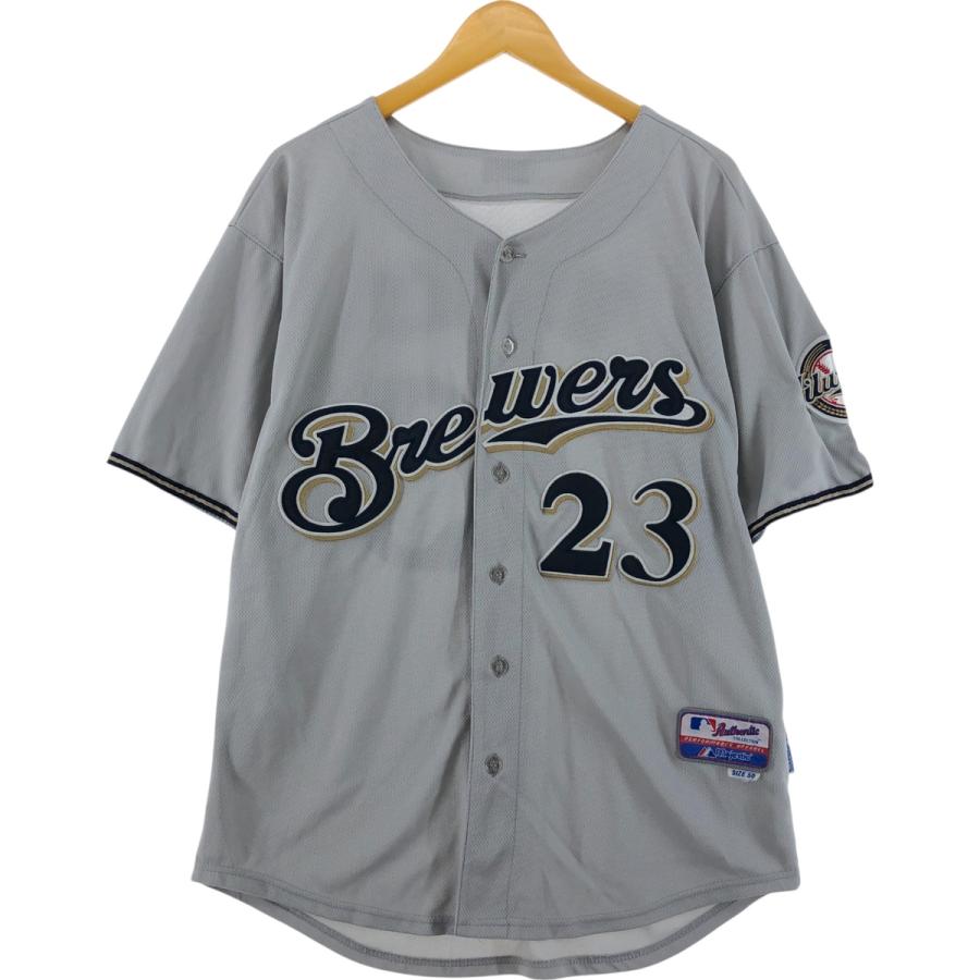 Majestic × MLB ミルウォーキー ブルワーズ 古着 ゲームシャツ MLB