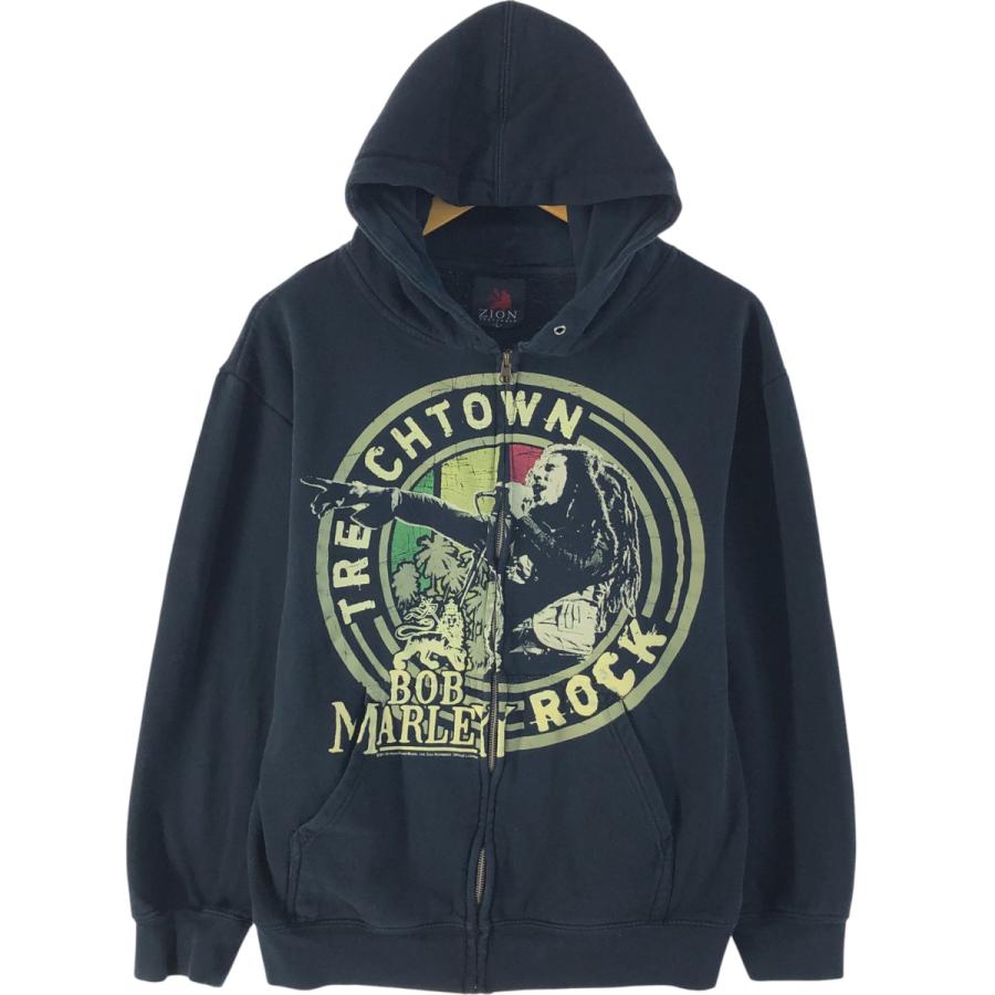 【美品】　90s　ザイオン　ボブマーリー　スウェット　フルジップ　黒　M　L 古着 ザイオン ZION BOB MARLEY ボブマーリー バンド スウェット