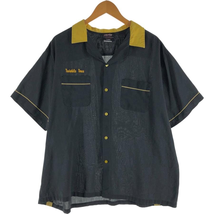 【HILTON 】ヒルトン 美品 XL ボウリングシャツ USA 古着 ヒルトン HILTON オープンカラー ボウリングシャツ メンズXL相当