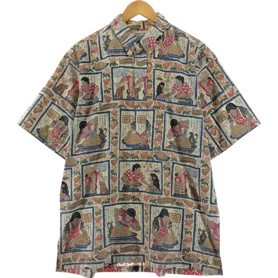 90'S Reyn Spooner DIETRICH VAREZ COLLECTION all-over print pullover button-down Aloha shirt boxy shirt cotton navy blue type Vintage Second Hand