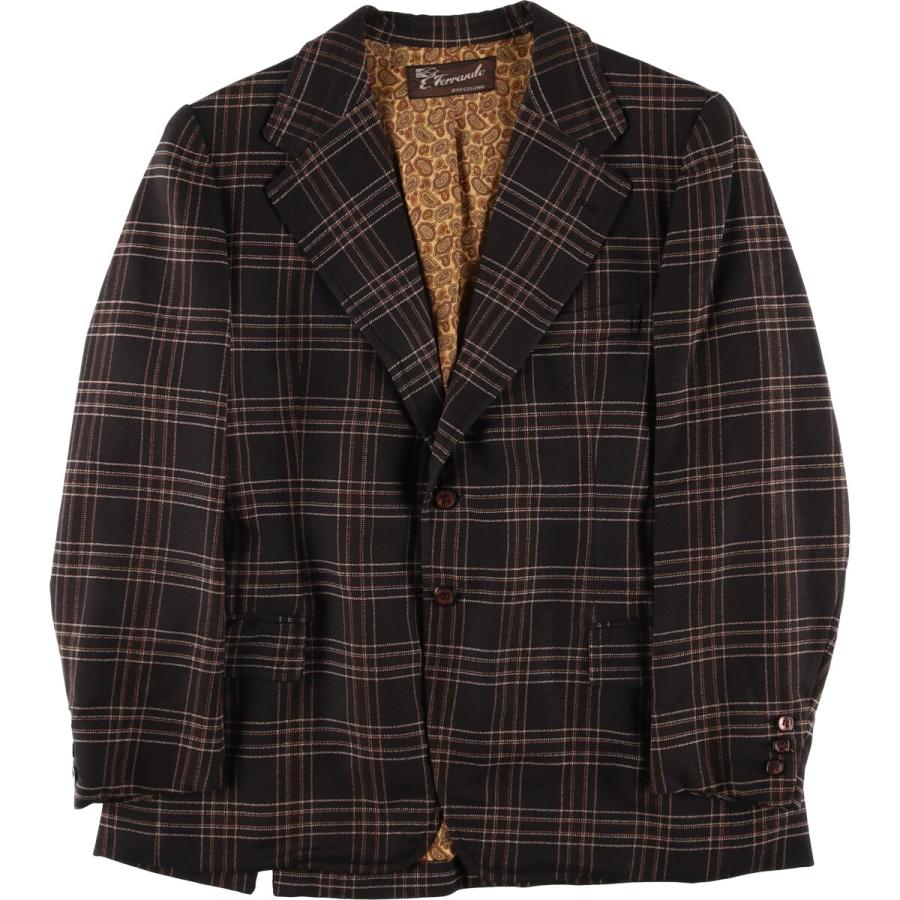古着 E.Ferrando チェック柄 ウールテーラードジャケット メンズS相当