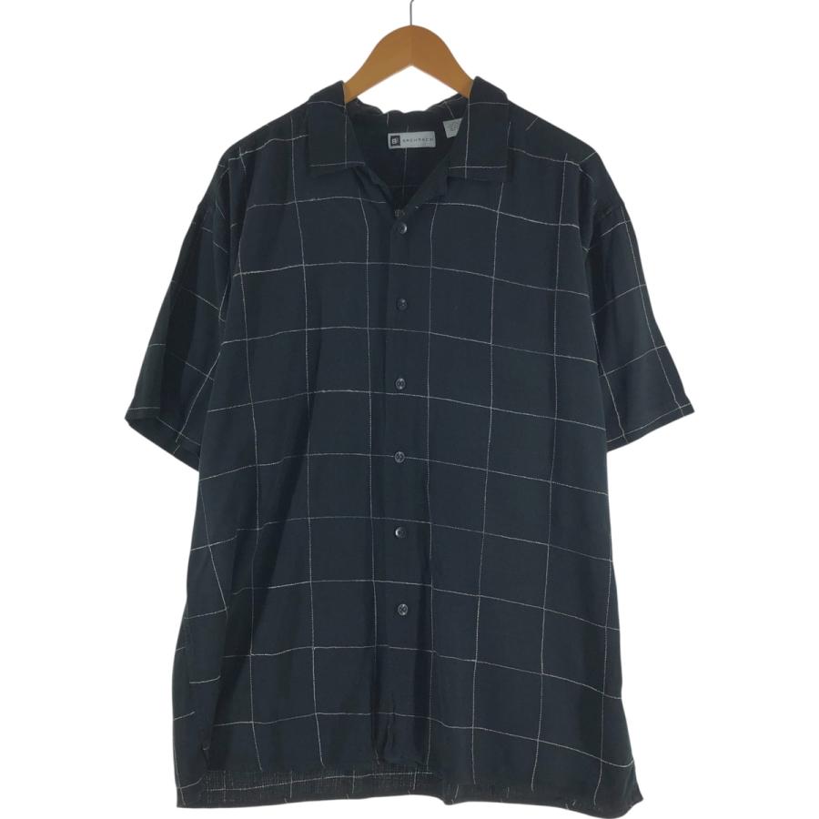 古着 BACHRACH チェック柄 半袖 オープンカラー シルクシャツ