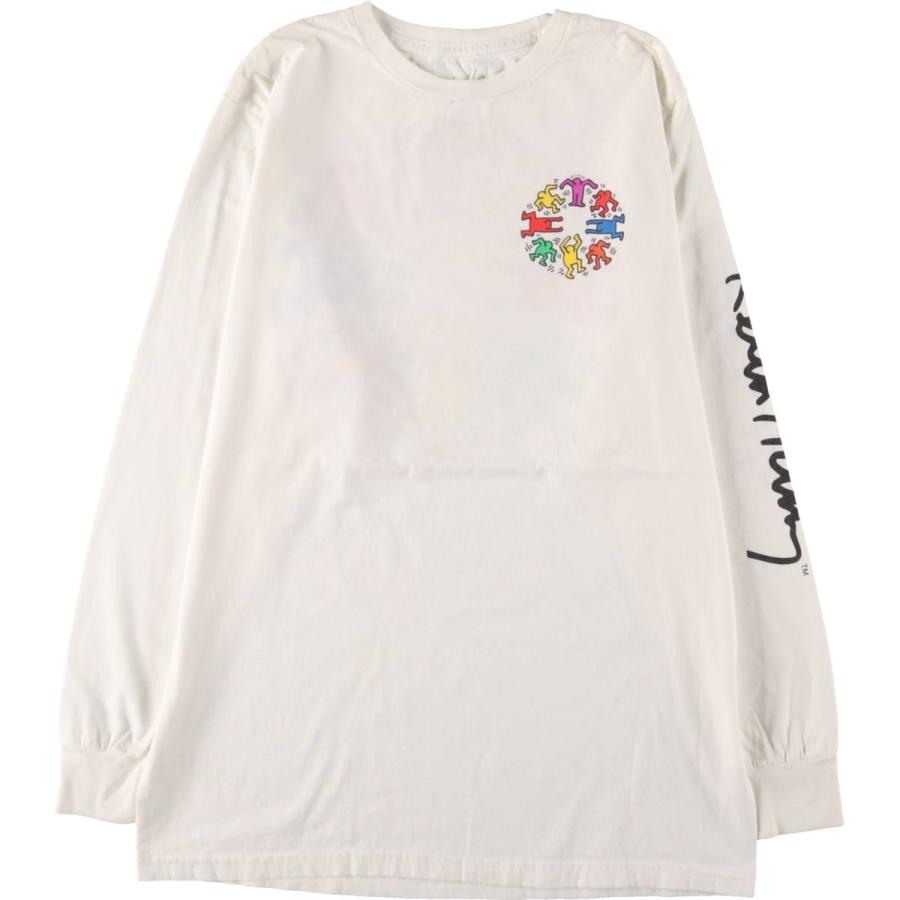 レア キースヘリング ヴィンテージ POPSHOP 長袖 ロンT L USA製 古着 KEITH HARING キースヘリング バックプリント ロングTシャツ ロン