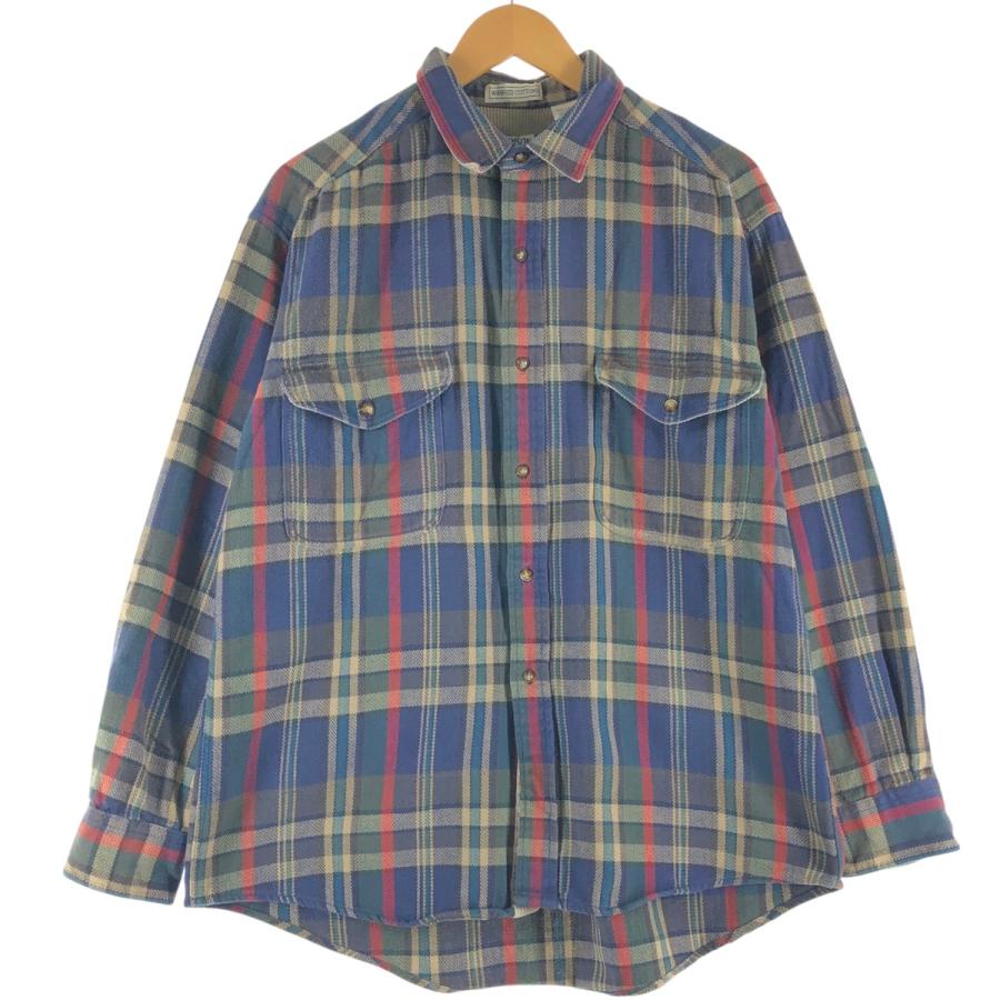 古着 MADISON TRADER 長袖 ヘビーネルチェックシャツ メンズL相当