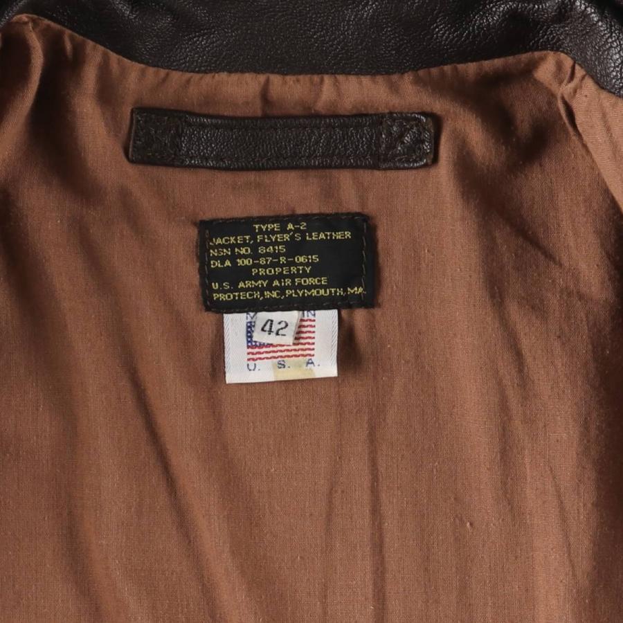 古着 PROTECH A-2タイプ レザーフライトジャケット USA製 メンズL相当  