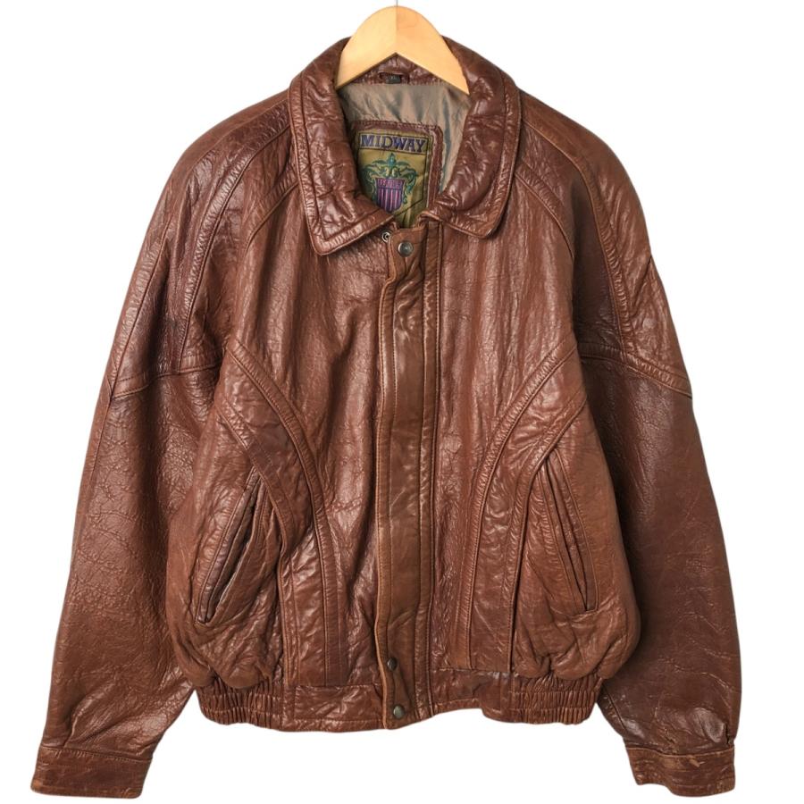 古着 MIDWAY LEATHER レザーフライトジャケット メンズXL相当