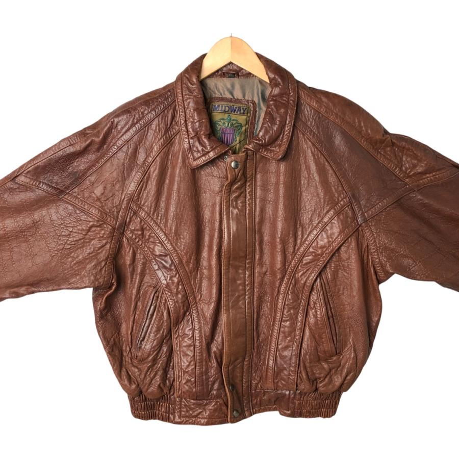 古着 MIDWAY LEATHER レザーフライトジャケット メンズXL相当