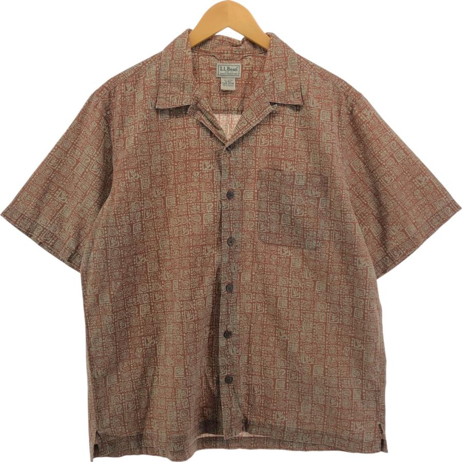 L.L.Bean 古着 90~00年代 エルエルビーン 総柄 半袖 オープン