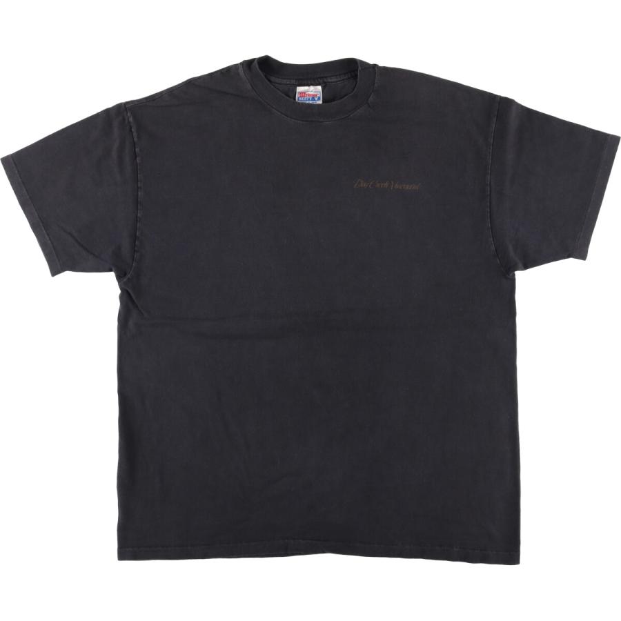 【希少XXL】90s Hanes BEEFY USA製 無地Tシャツ ブラック Hanes 古着 90年代 ヘインズ BEEFY-T バックプリント メッセージ