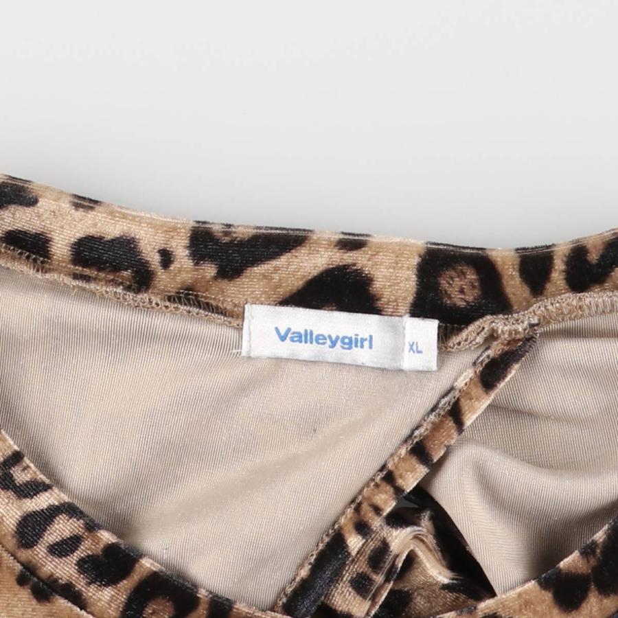古着 VALLEY GIRL レオパード柄 ヒョウ柄 ベロア バックオープン  