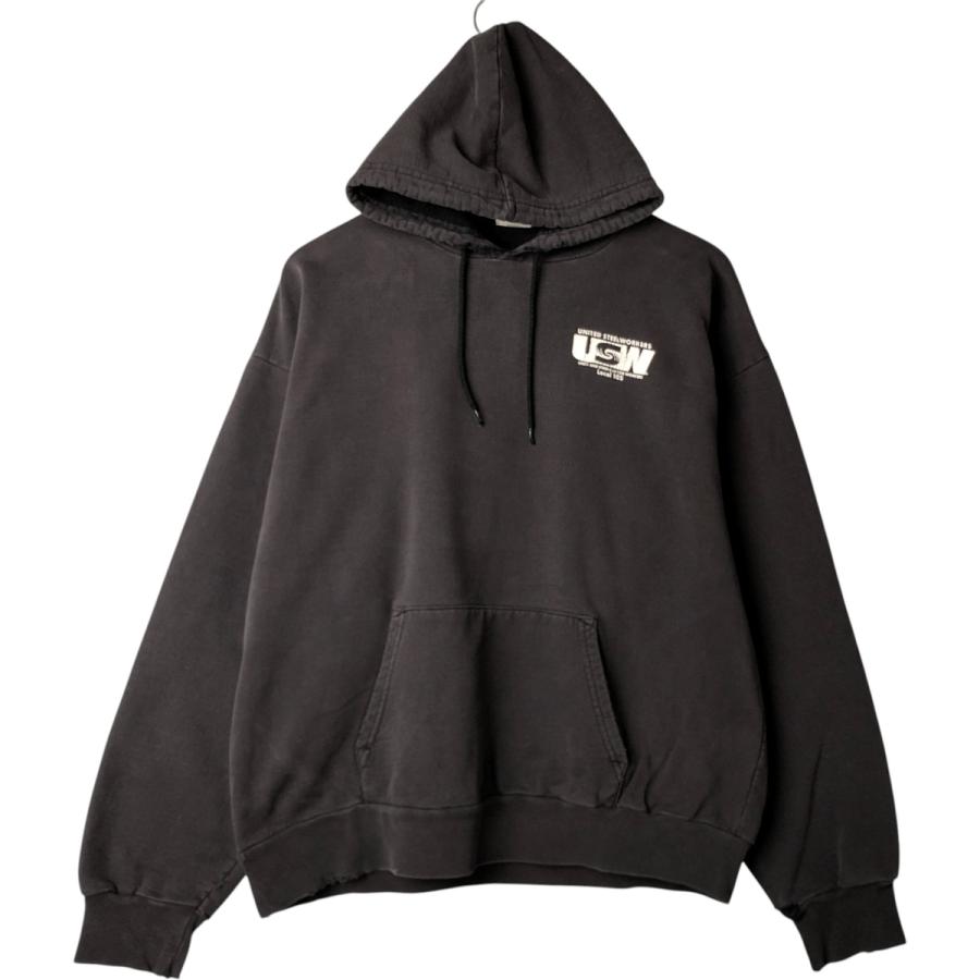 古着 Union Line United Steelworkers USW アドバタイジング スウェットプルオーバーパーカー USA製 メンズL相当 /eaa545769 古着 Union Line United Steelworkers USW アドバタイジング