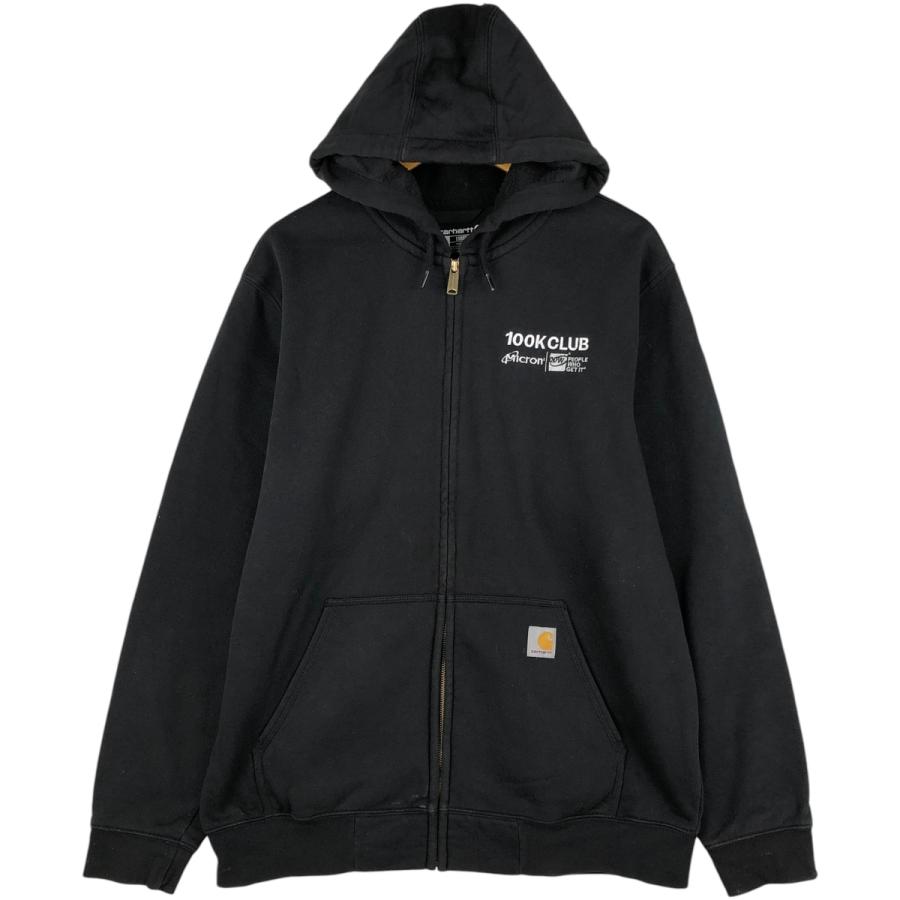 カーハート フルジップパーカー スウェット フーディ ブラック XL相当 6 Carhartt（カーハート） 古着 Carhartt Loose Fit スウェット