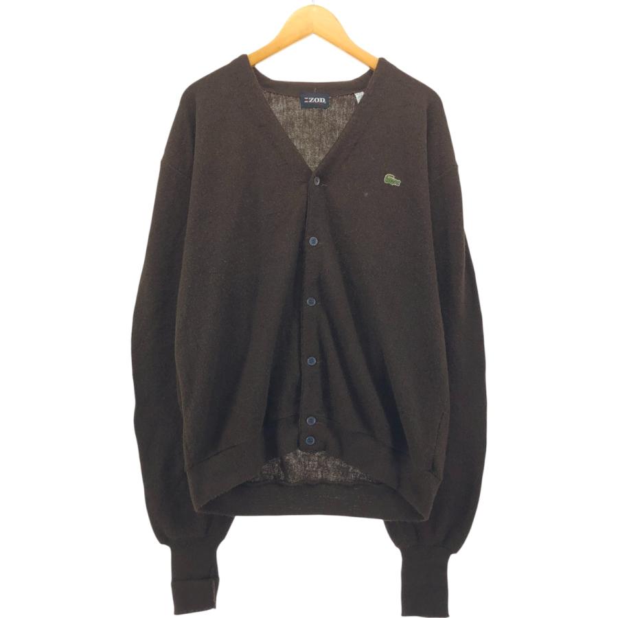 希少 USA製 古着 70's アイゾッド ラコステ アクリル カーディガン 黒 LACOSTE（ラコステ） 古着 70年代 LACOSTE IZOD アクリルニット