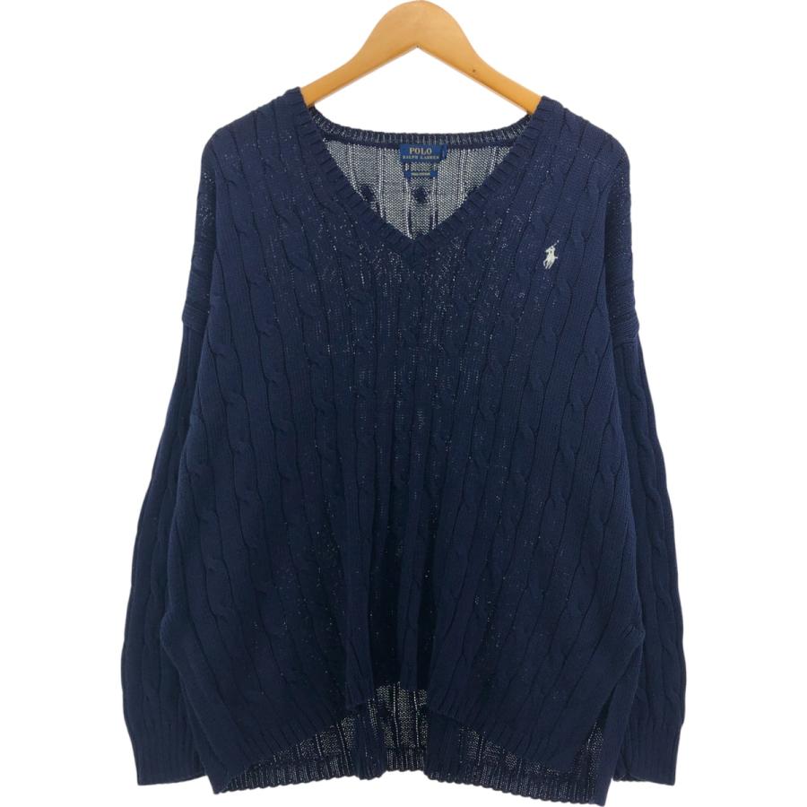 古着 ラルフローレン Ralph Lauren POLO RALPH LAUREN ケーブル編み Vネック コットンニットセーター メンズL相当/eaa546797 古着 ラルフローレン Ralph Lauren POLO RALPH LAUREN ケーブル編み V