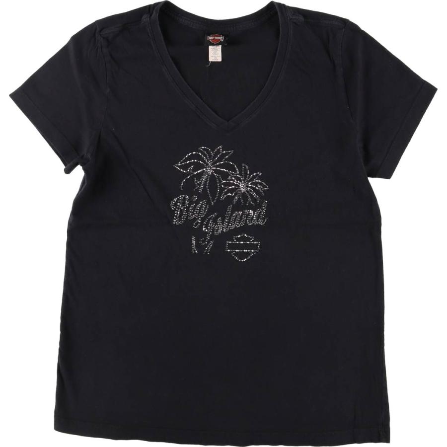 Harley Davidson - 古着 ハーレーダビッドソン Harley-Davidson Vネック バックプリント モーターサイクル バイクTシャツ レディースXL相当 /eaa547456 古着 ハーレーダビッドソン Vネック バックプリント ラインストーン