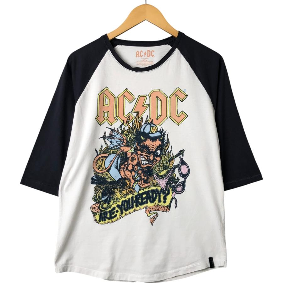 古着 AC/DC エーシーディーシー 五分袖 ラグラン バンドTシャツ バンT