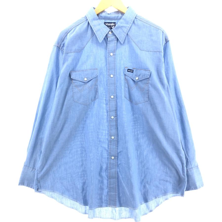 Wrangler 古着 90年代 ラングラー 襟芯入り 長袖 ウエスタンシャツ USA