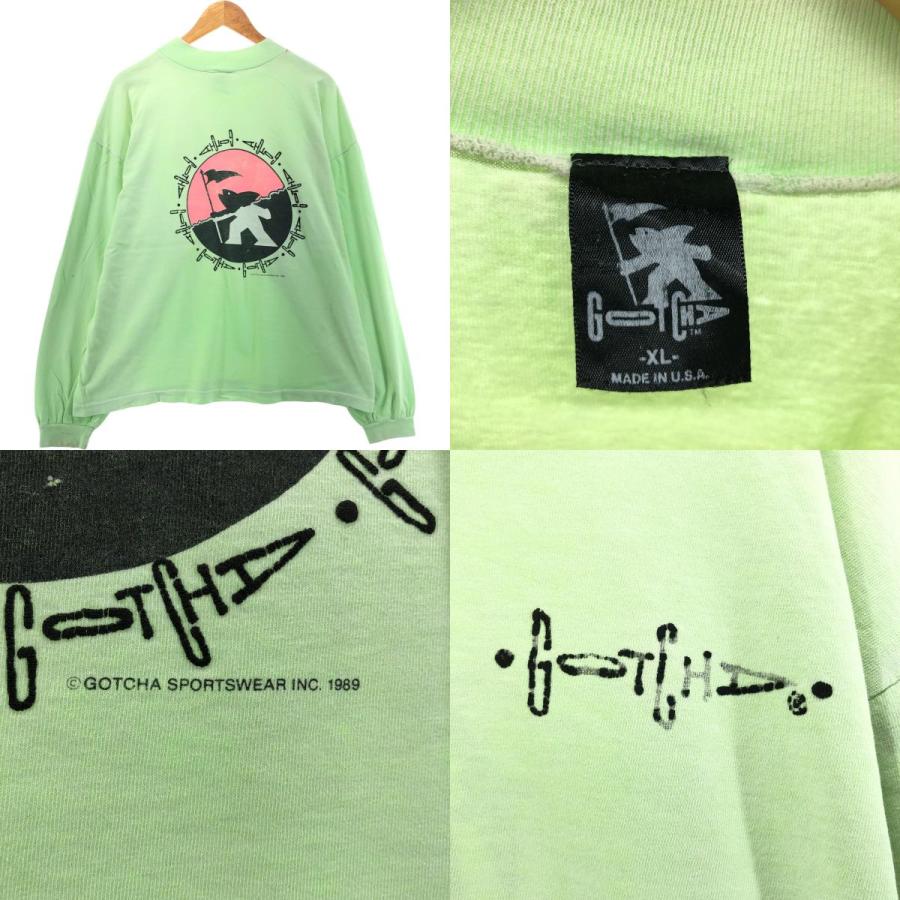 古着 80年代 ガッチャ GOTCHA モックネック サーフ ロングTシャツ ロン 