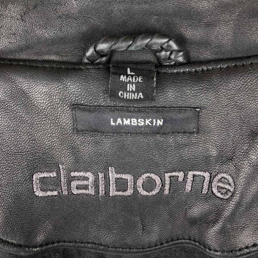 Claiborne 90s 中綿ラムスキンレザージャケット 黒 XL. 古着 90~00年代 クレイボーン Claiborne 中綿入り レザージャケット
