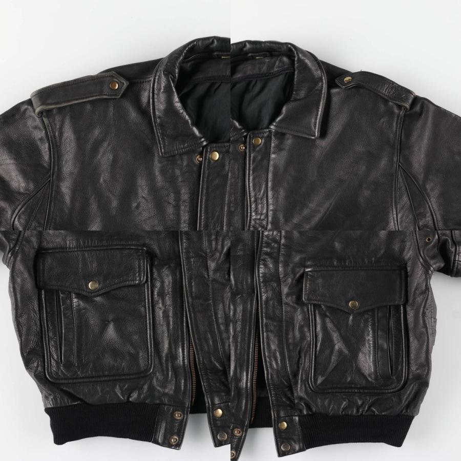 古着 A-2タイプ 中綿入り レザーフライトジャケット メンズXL相当