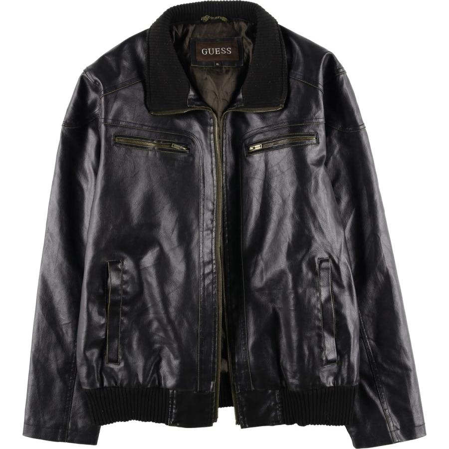 GUESS（ゲス） 古着 中綿入り フェイクレザージャケット メンズXL相当