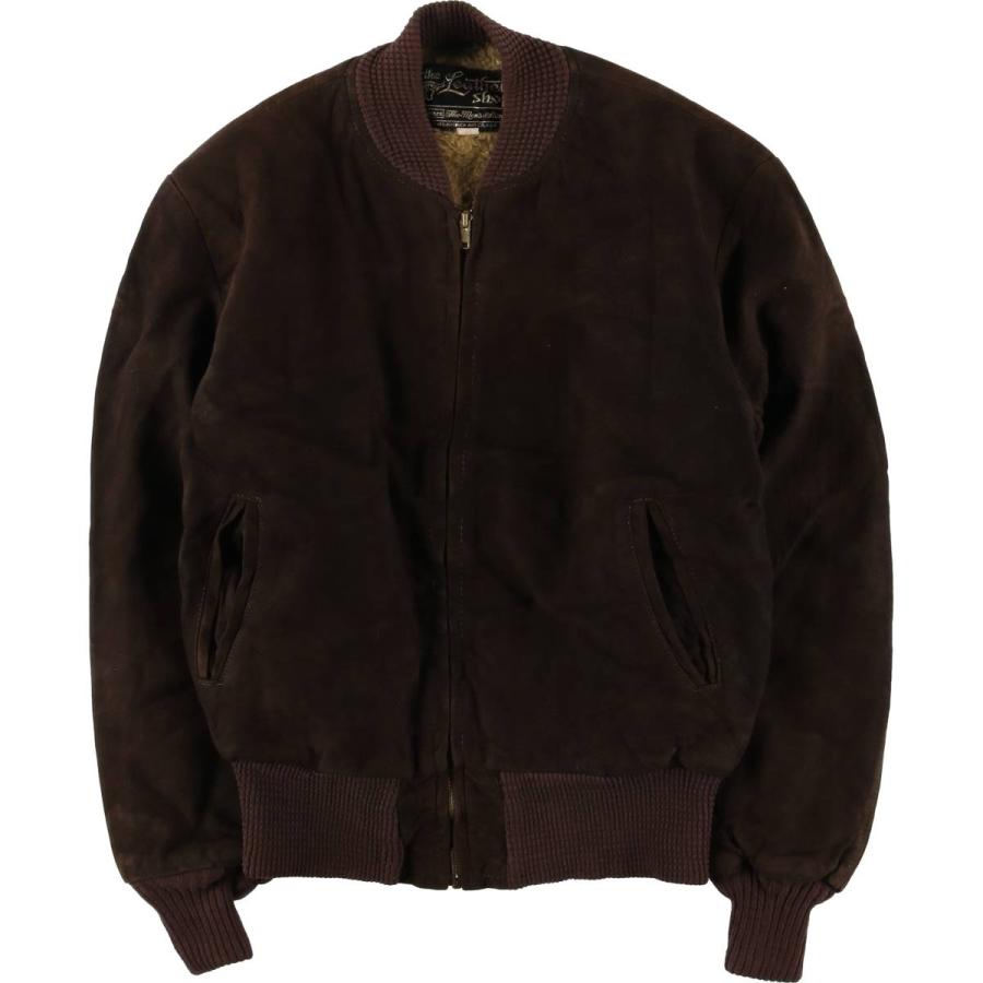 ヴィンテージ ブルゾン スエード調 襟レザー ダークブラウン 古着 中綿 短丈 古着 70年代 シアーズ Sears THE LEARHER SHOP 中綿入り スエード