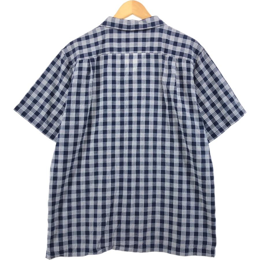 ヨーロッパ古着 patagonia 半袖シャツ L 青系チェック patagonia（シャツ ・ ブルー・ネイビー/青色系）のフリマ