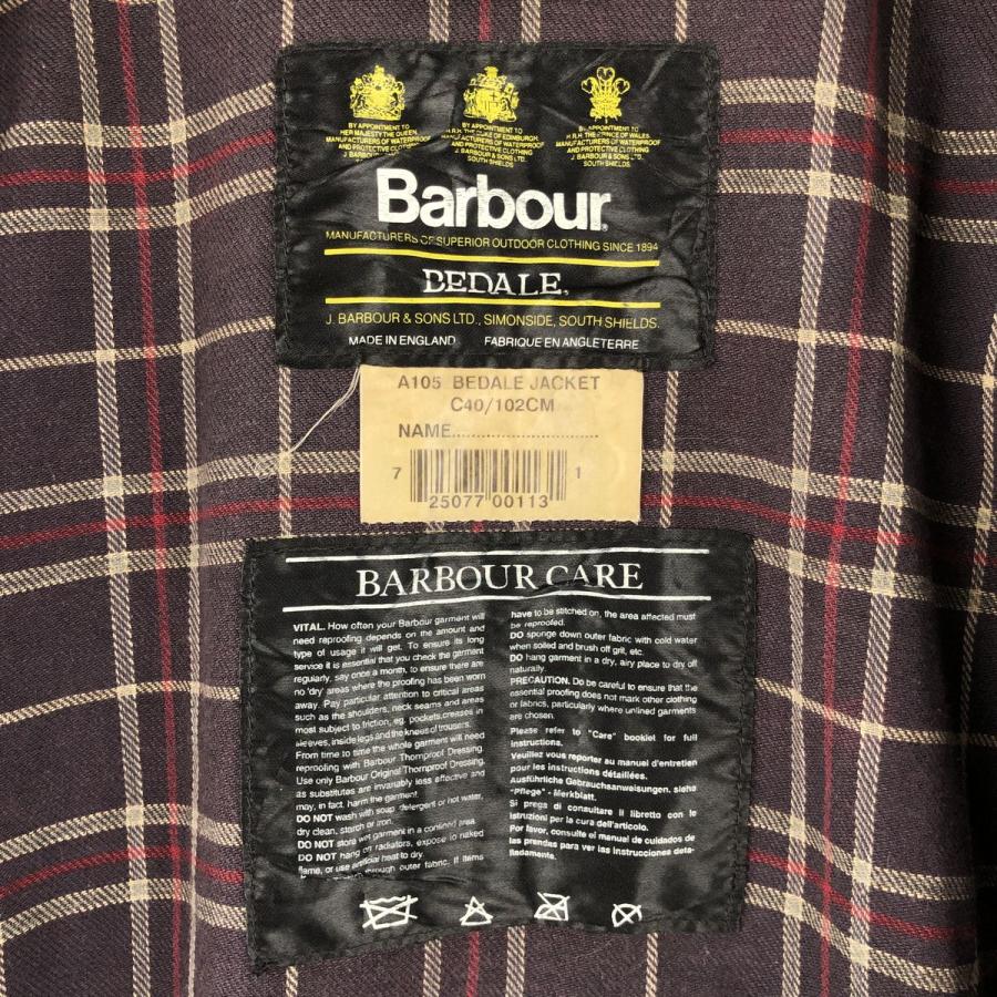 Barbour Bedale 3ワラント ブラウン C40 英国製 古着 90年代 バブアー Barbour BEDALE ビデイル 旧3ワラント ワックス