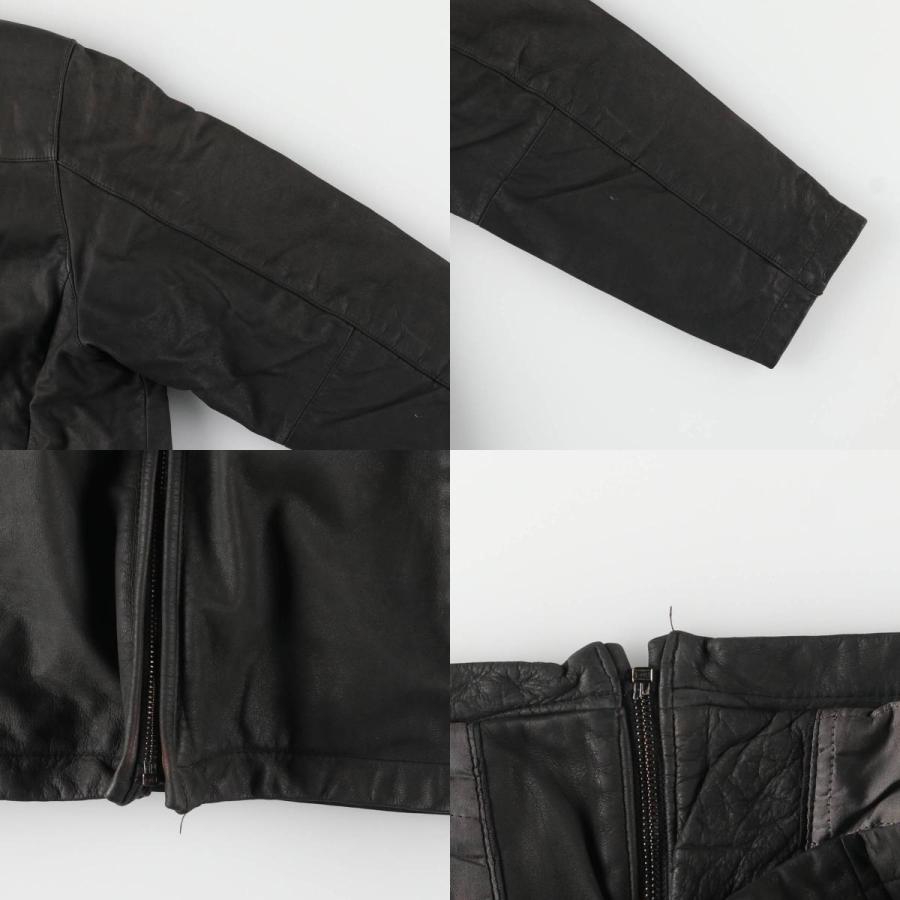古着 中綿入り スイングトップタイプ レザーブルゾン メンズM相当
