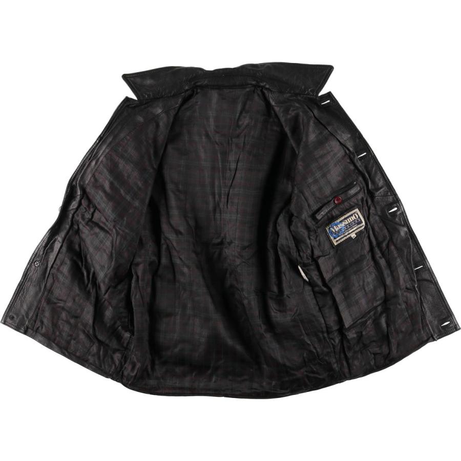 美品 Massimo 上質カウレザー カーコート メンズM ブラック 古着 Massimo 中綿入り レザーカーコート イタリア製 メンズM相当