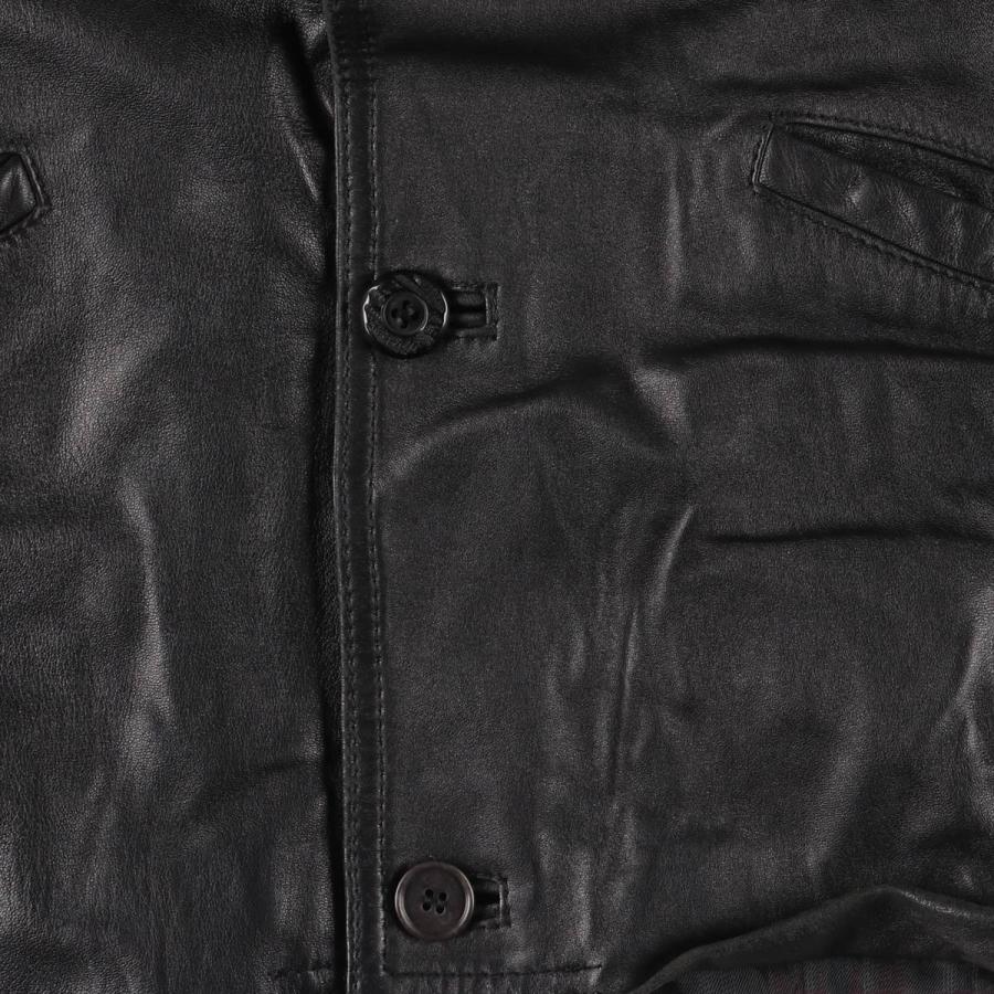 古着 Massimo 中綿入り レザーカーコート イタリア製 メンズM相当