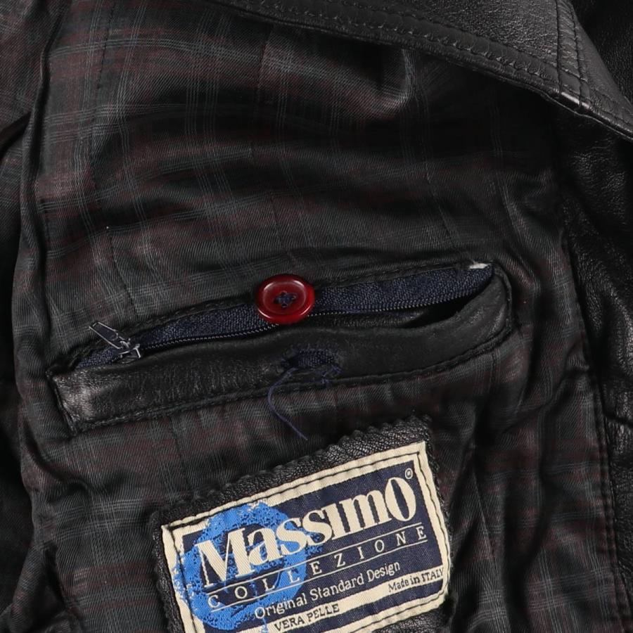 古着 Massimo 中綿入り レザーカーコート イタリア製 メンズM相当