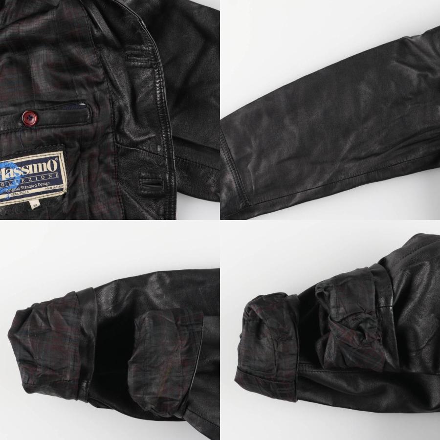 古着 Massimo 中綿入り レザーカーコート イタリア製 メンズM相当
