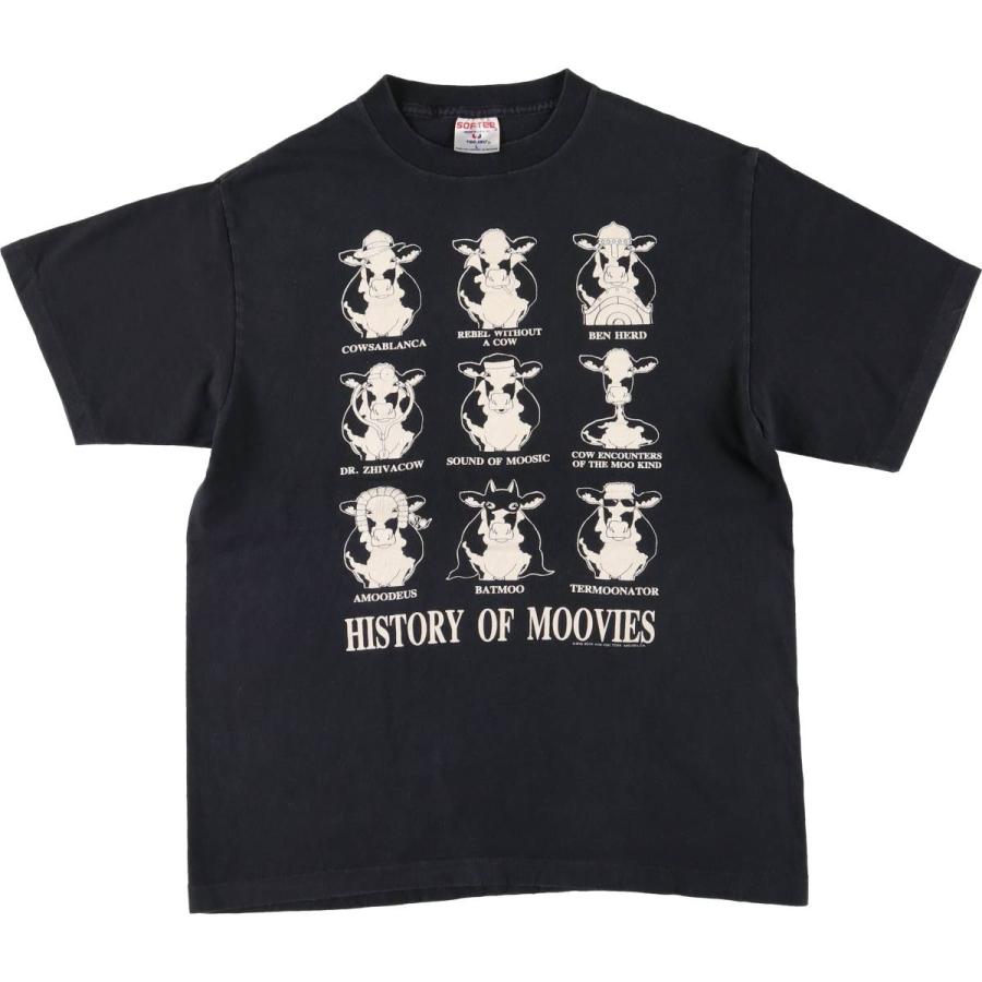 90s ビンテージ Tシャツ Cow 牛柄 アニマル 古着 90年代 SOFTEE 牛柄 アニマルTシャツ USA製 メンズL相当