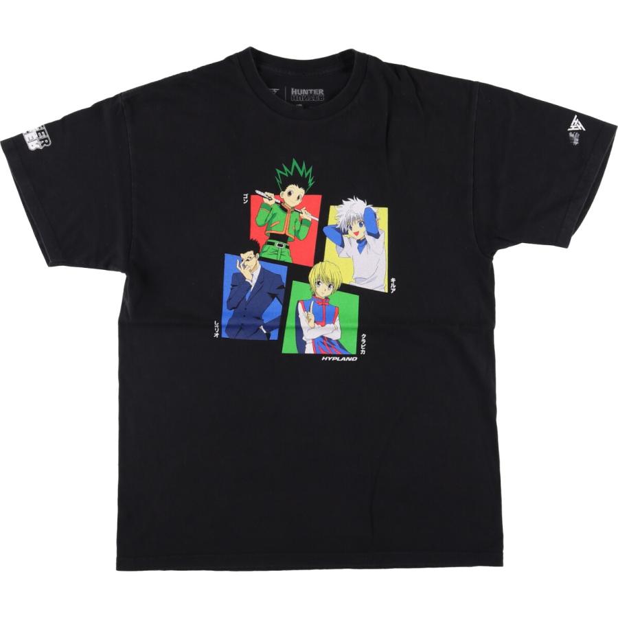 アニメ 雷撃エフェクト キャラプリント 半袖Tシャツ 黒 古着 L 00's ソウルイーター 半袖プリントTシャツ XL相当 キャラクターTシャツ