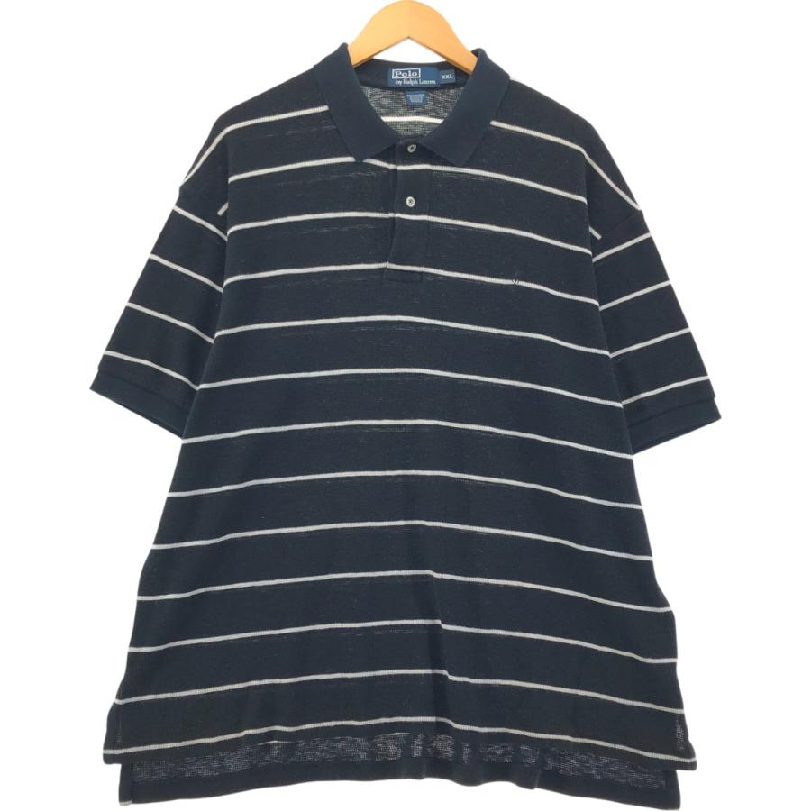 レア【古着】ポロバイラルフローレン ボーダーポロシャツ ブルー メンズ4XL Polo by Ralph Lauren ポロバイラルフローレン ボーダー